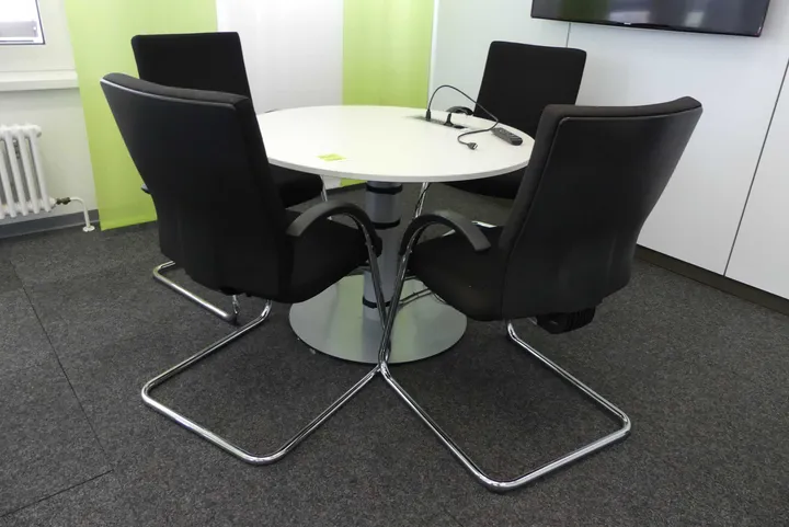 Besuchertisch mit 4x Besucherstuhl Maße in cm ca. Ø100 cm Durchmesser
